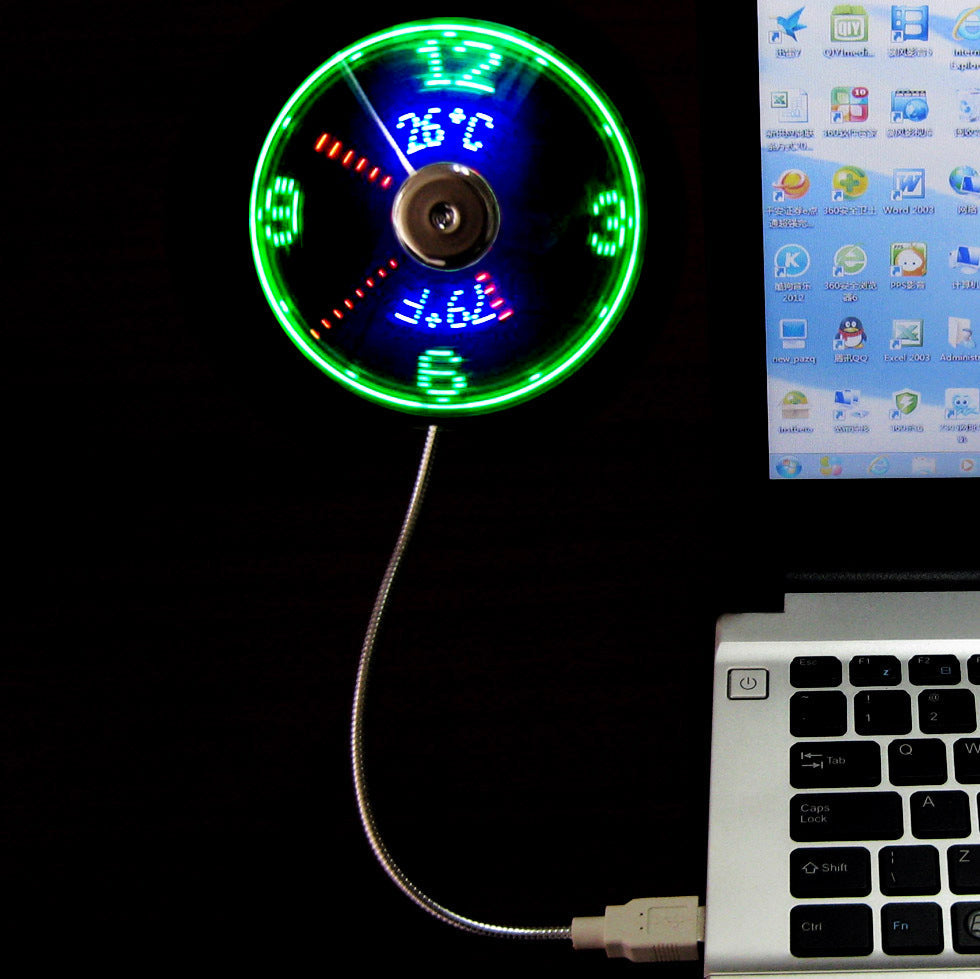 New Creative USB LED Clock Fan