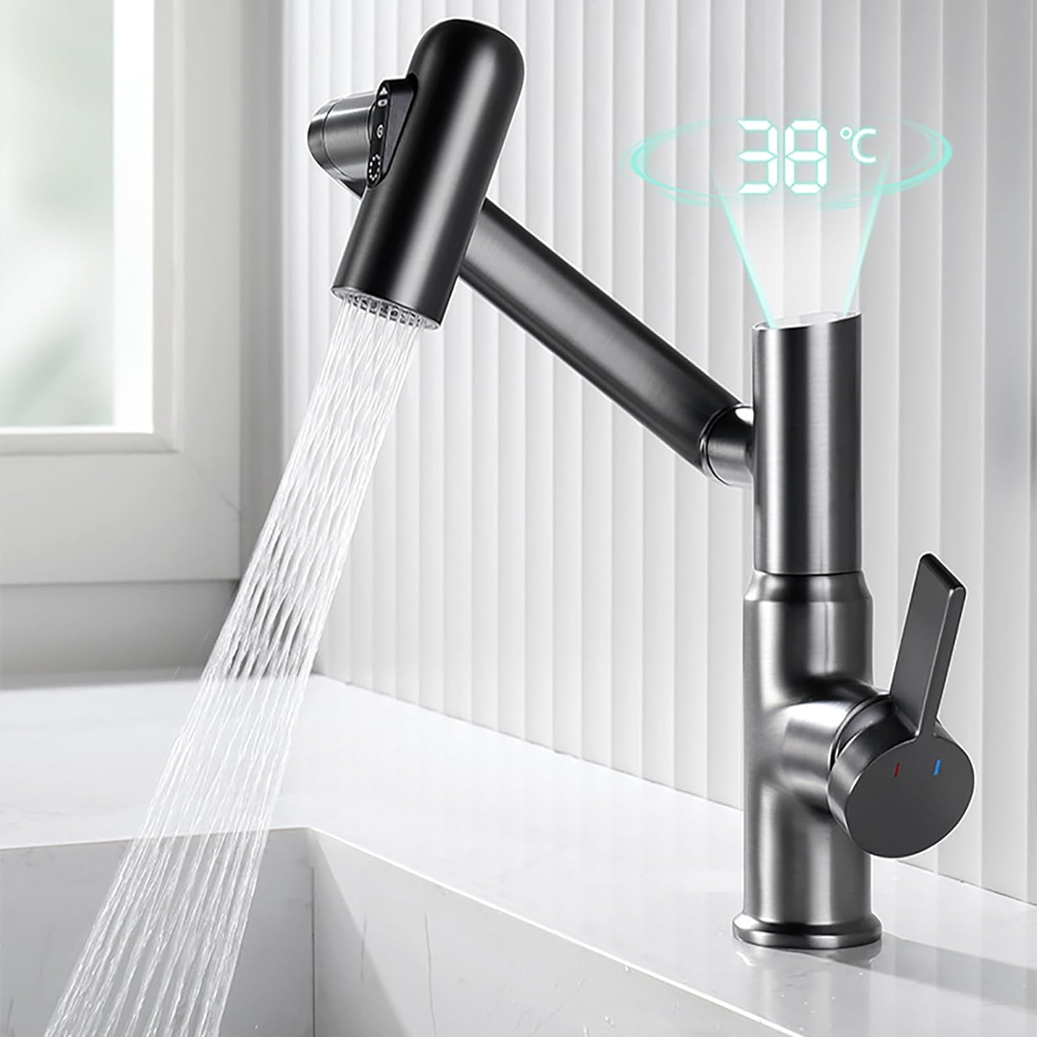 Smart Digital Display Hot and Cold Bathroom Basin Faucet