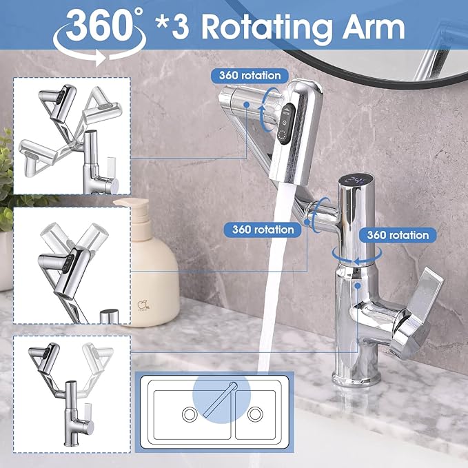 Smart Digital Display Hot and Cold Bathroom Basin Faucet