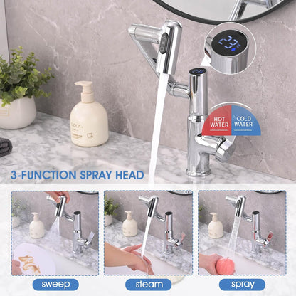 Smart Digital Display Hot and Cold Bathroom Basin Faucet - Luxinsly