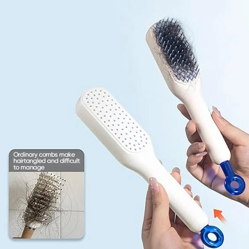 Self-Cleaning Anti-Static Massage Hair Brush - Luxinsly