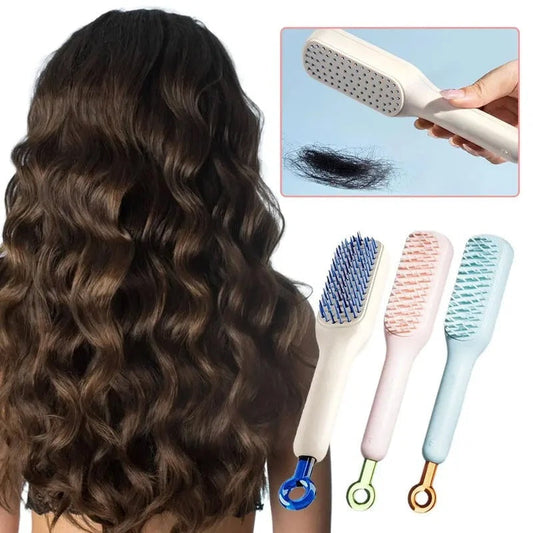 Self-Cleaning Anti-Static Massage Hair Brush - Luxinsly