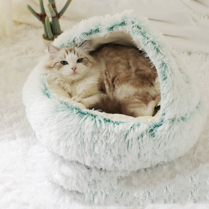 Round Plush Calming Cat Cave - Luxinsly