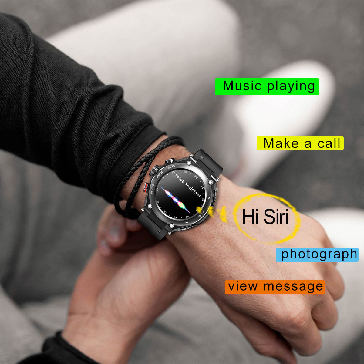 Smartwatch with Integrated Wireless Earphones (Compatible with iPhone & Android)