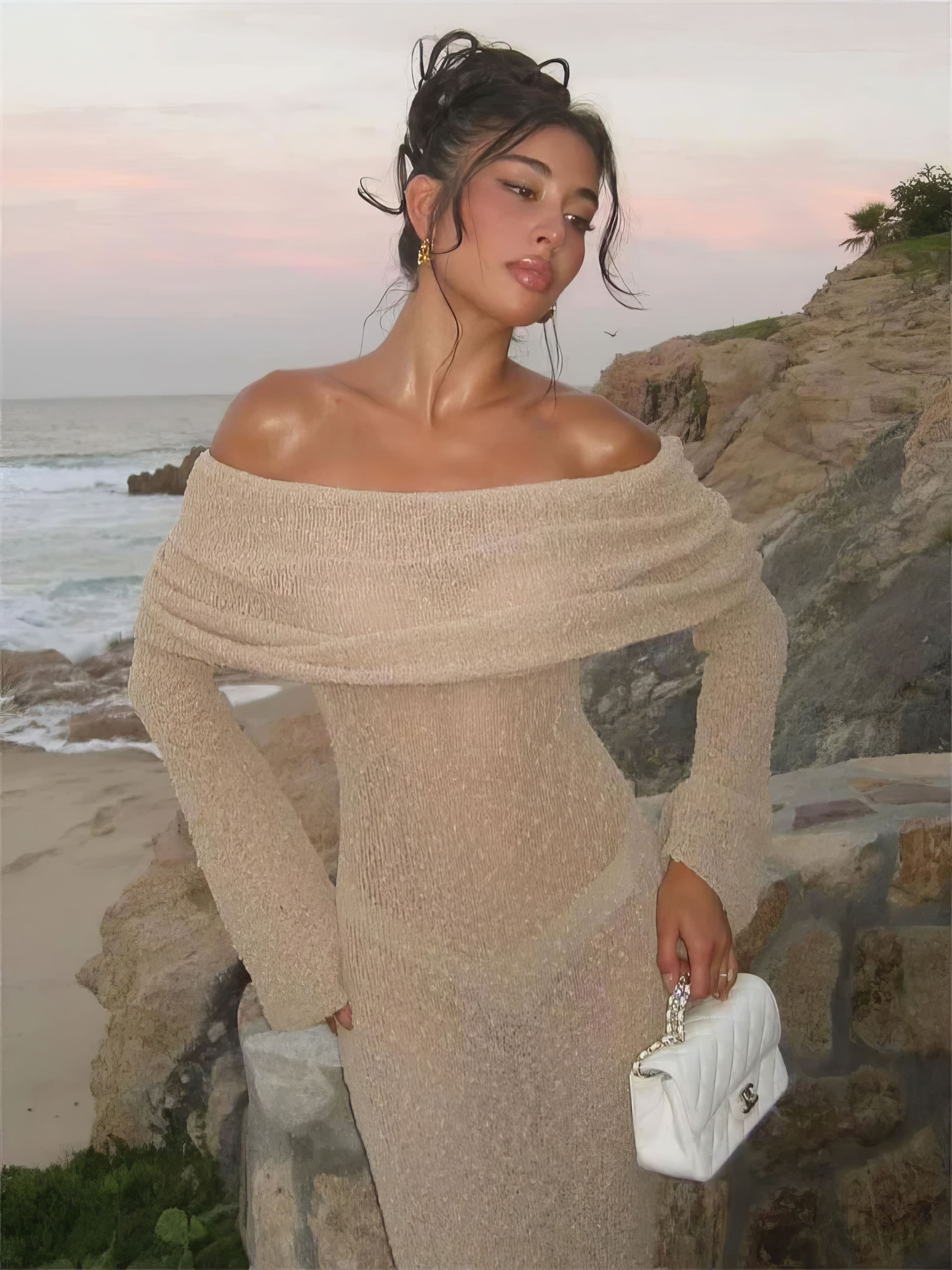 Sheer knit dress