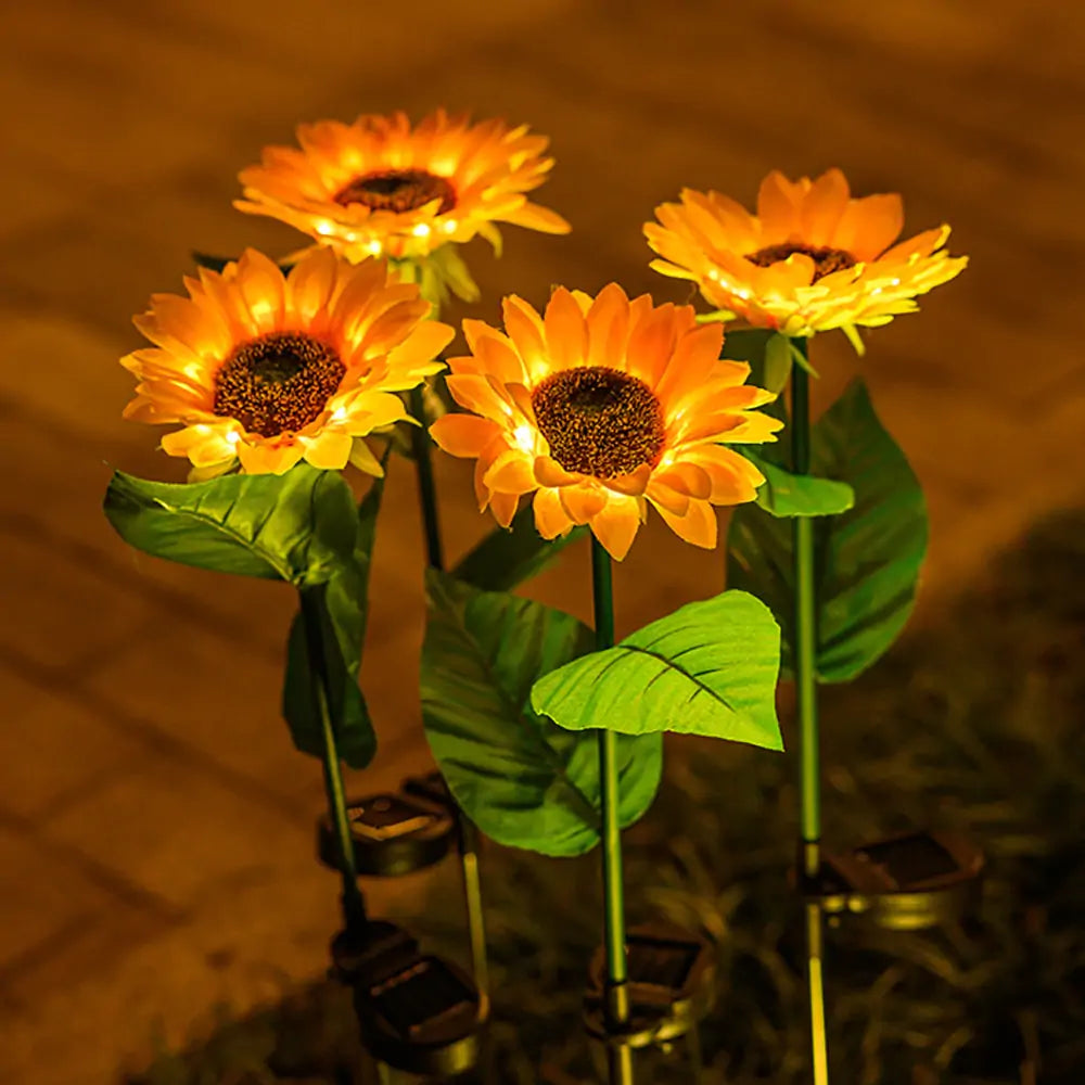 Zonnebloemen zonne-gazonlicht