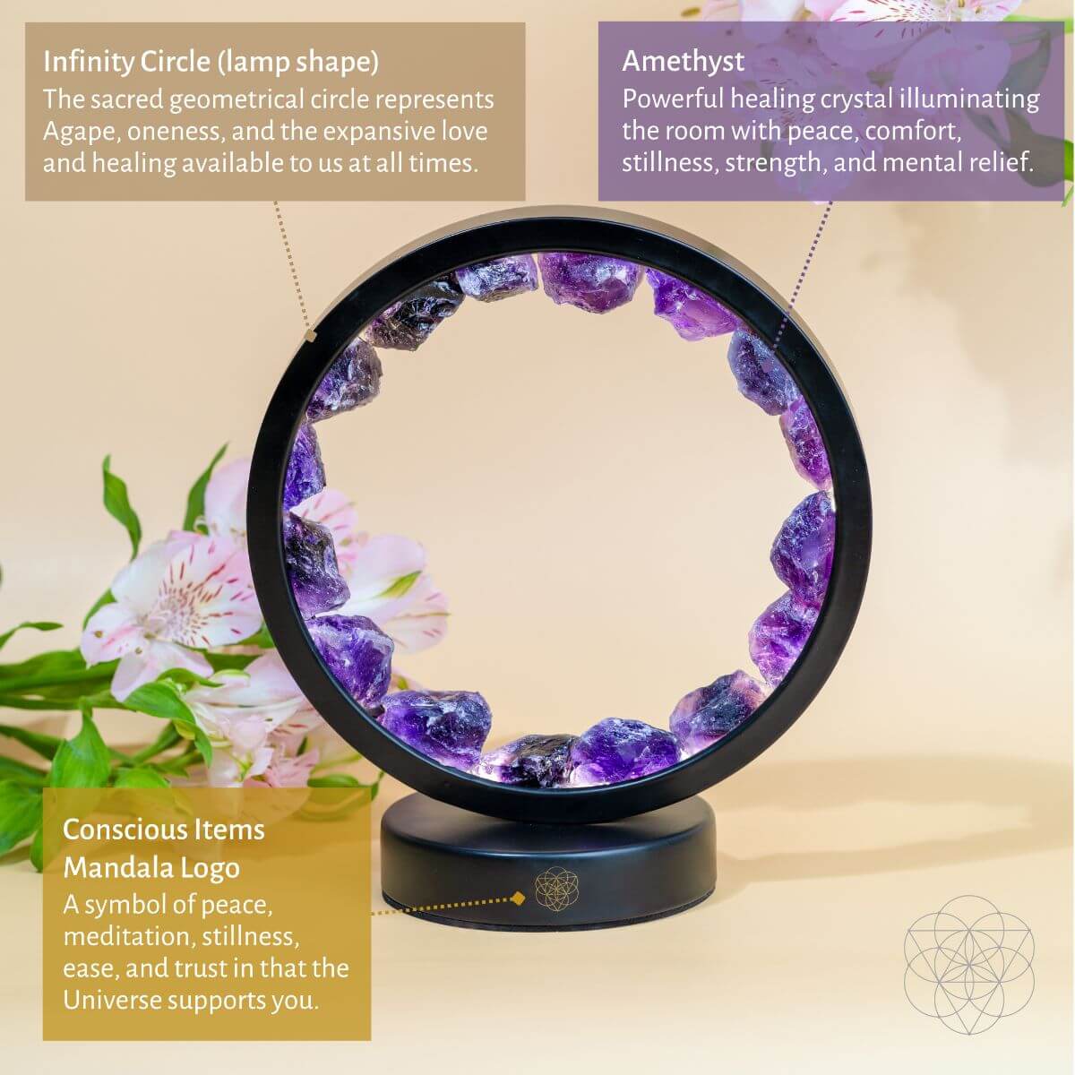 Amethyst-Halo-Lampe für spirituellen Schutz