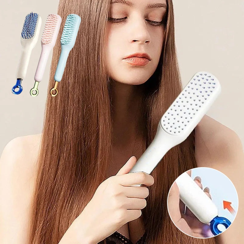 Self-Cleaning Anti-Static Massage Hair Brush - Luxinsly