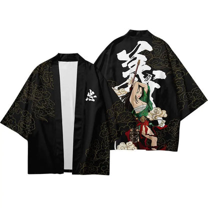 Japanese Kimono Cardigan and Pants Set: Unisex Yukata Haori Traditional Harajuku Tang Suit Cosplay Costume (Plus Size 6XL) - Luxinsly