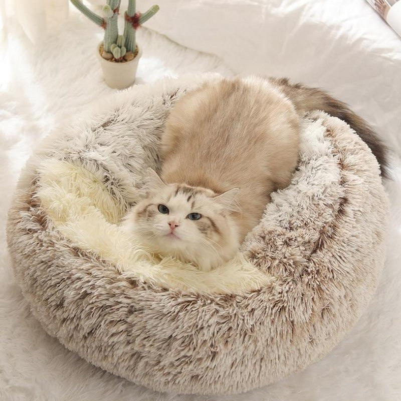 Round Plush Calming Cat Cave - Luxinsly