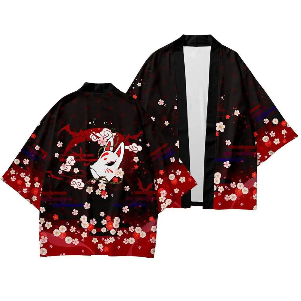 Japanese Kimono Cardigan and Pants Set: Unisex Yukata Haori Traditional Harajuku Tang Suit Cosplay Costume (Plus Size 6XL)