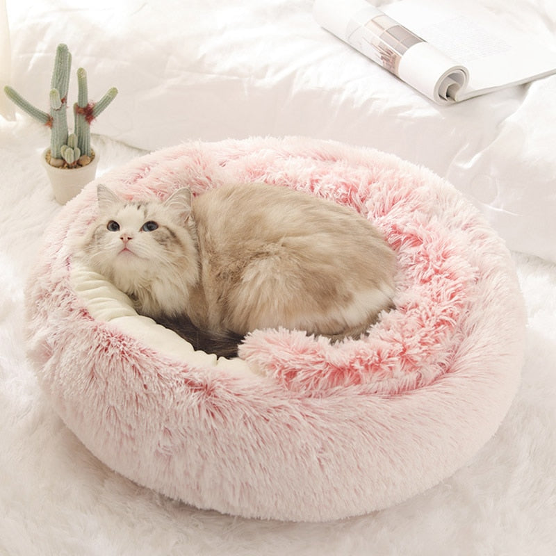 Round Plush Calming Cat Cave - Luxinsly