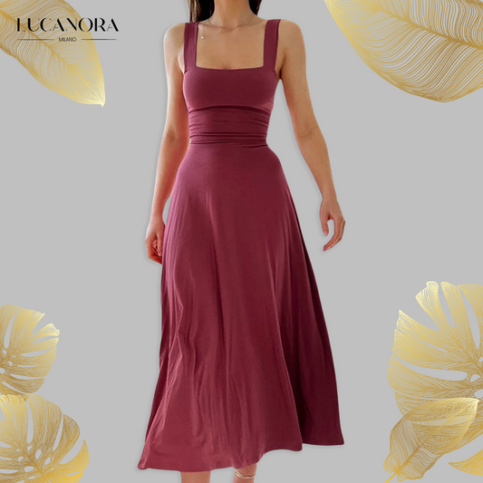 Jasmine Midi dress with thick straps | LAST DAY OF SALE! - Luxinsly