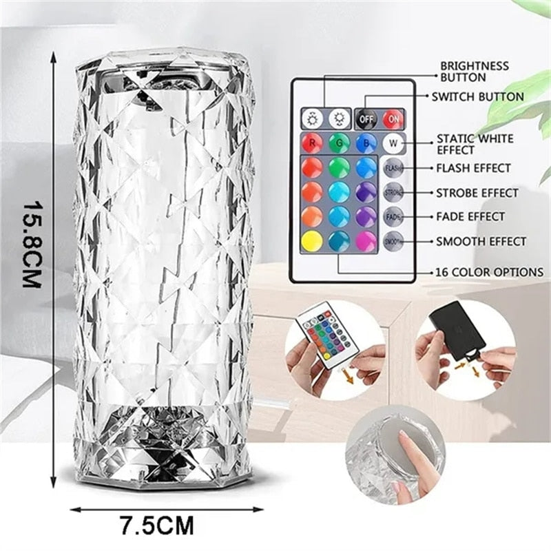 Crystal LED Diamond Touch Lamp