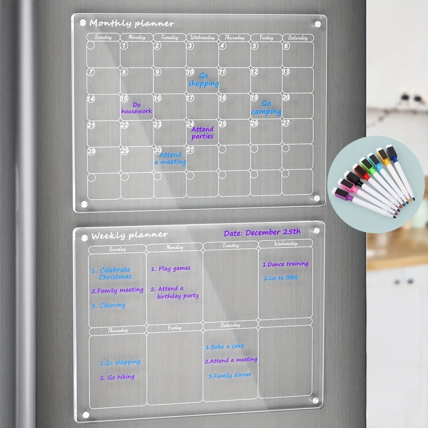 Magnetic Schedule Planner For Fridge Luxinsly