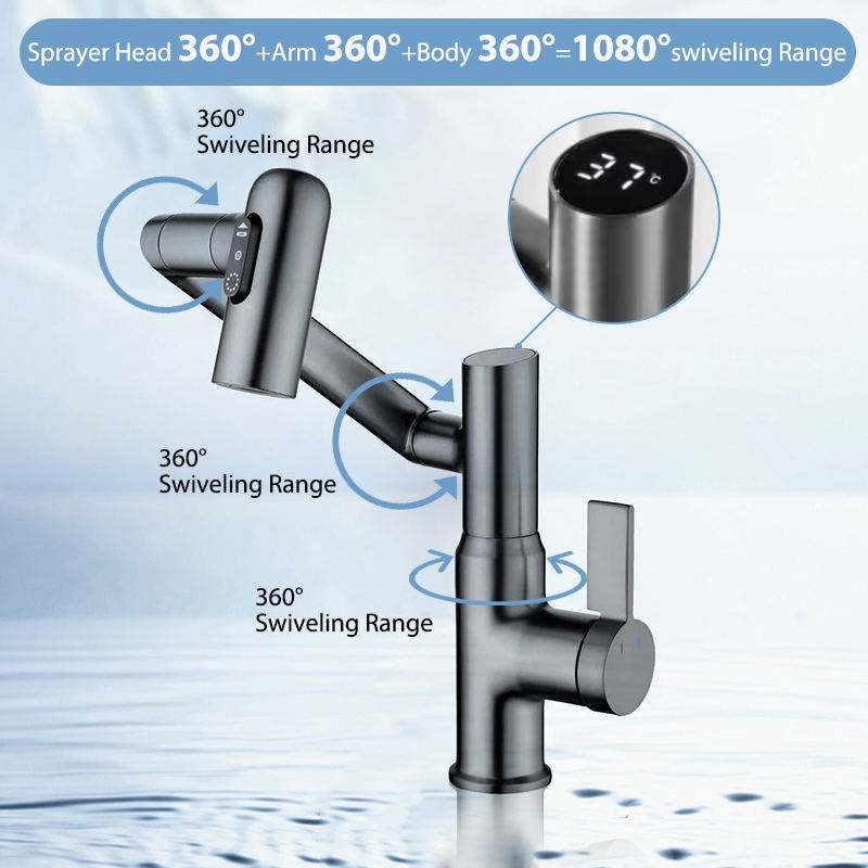 Smart Digital Display Hot and Cold Bathroom Basin Faucet