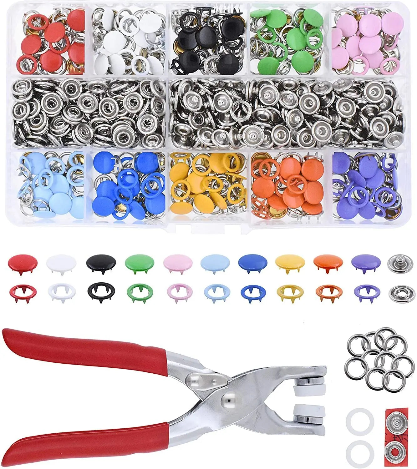 Metal Snap Buttons with Fastener Pliers Press Tool Kit Luxinsly