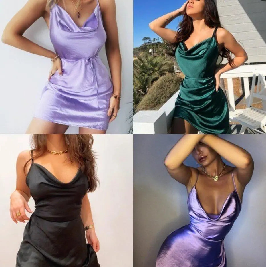 Ellaine™ | Mini Satin Slip Dress - Luxinsly