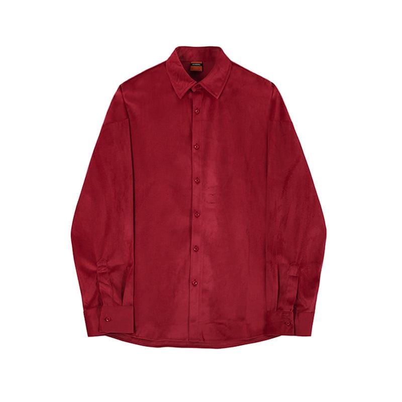 Velvet Collared Button-Up Shirt