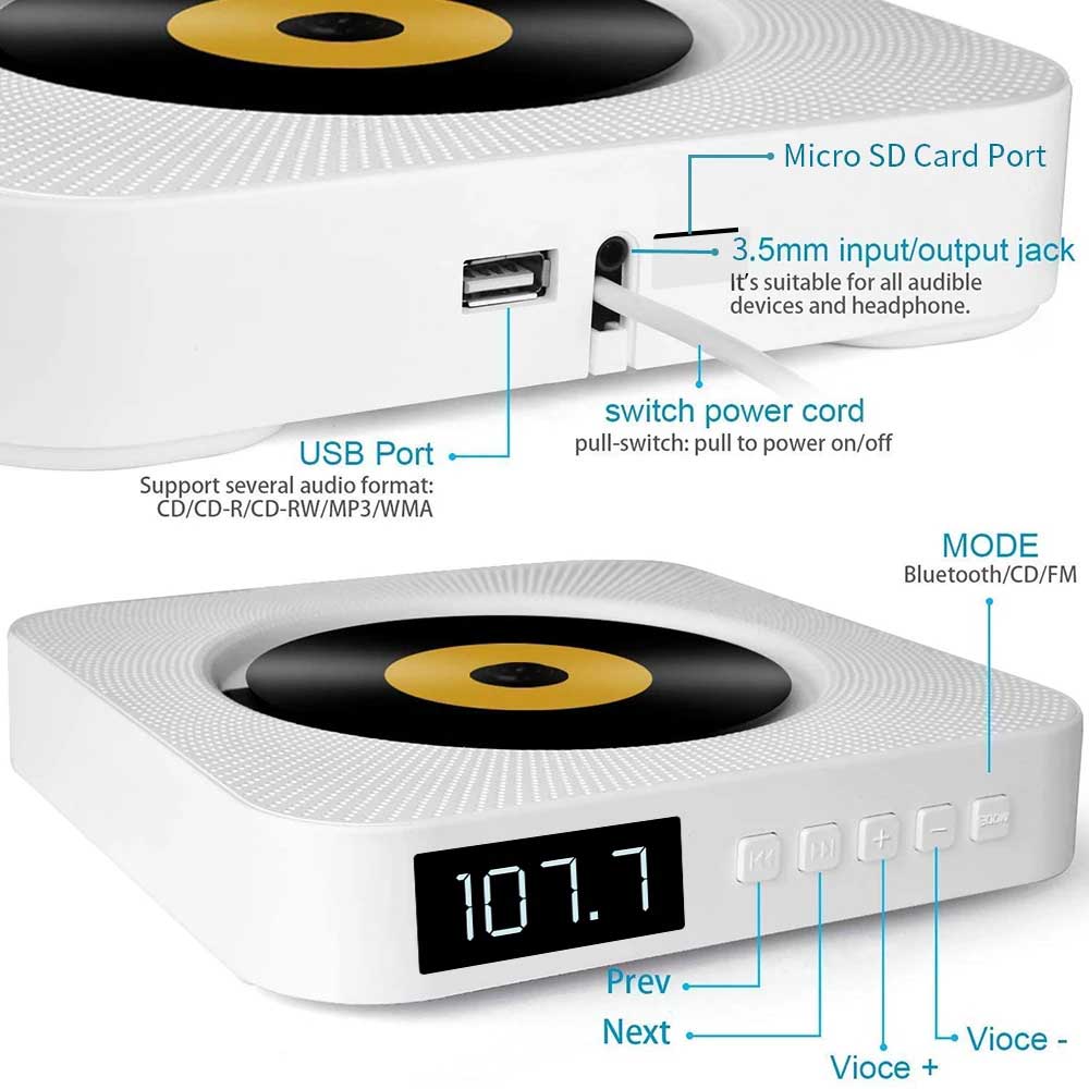 Wall Mountable CD Music Player | FINAL DAY OF SALE! - Luxinsly