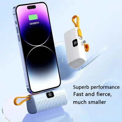 Portable Charger with Built-in Cable and Digital Display - 30000mAh Mini Power Bank for Samsung, iPhone, Xiaomi Luxinsly