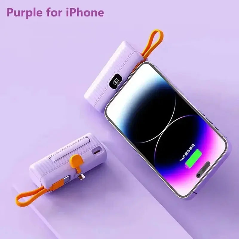 Portable Charger with Built-in Cable and Digital Display - 30000mAh Mini Power Bank for Samsung, iPhone, Xiaomi Luxinsly