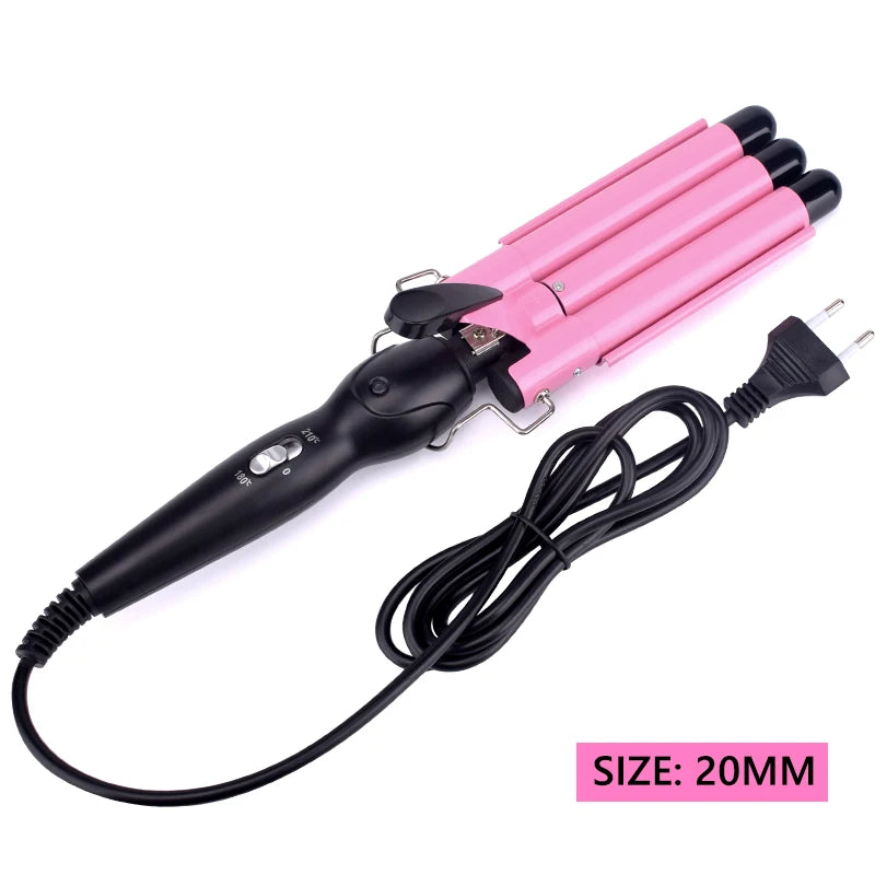 Professional Triple Barrel Ceramic Hair Waver & Curler Styling Tool