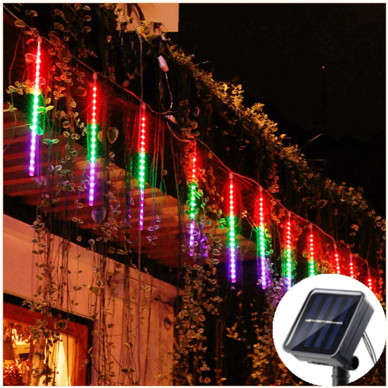 Solar LED Meteor Shower Lights - Waterproof Outdoor Garden Decoration - Luxinsly