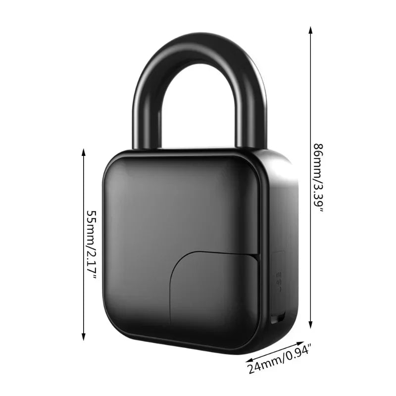 USB Rechargeable Smart Lock Keyless Fingerprint Lock IP65 Waterproof Anti