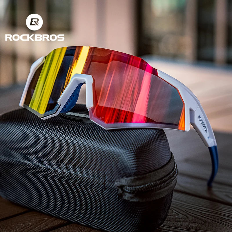 ROCKBROS Polarized Photochromic Cycling Glasses: Adjustable Nose Support, Myopia Frame Sports Sunglasses for Men and Women - Eyewear Goggle