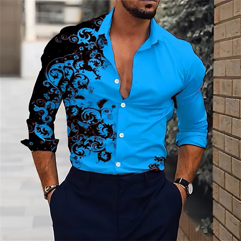 Men's Classic Long-Sleeve Hawaiian Shirt - Luxinsly