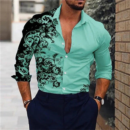 Men's Classic Long-Sleeve Hawaiian Shirt - Luxinsly