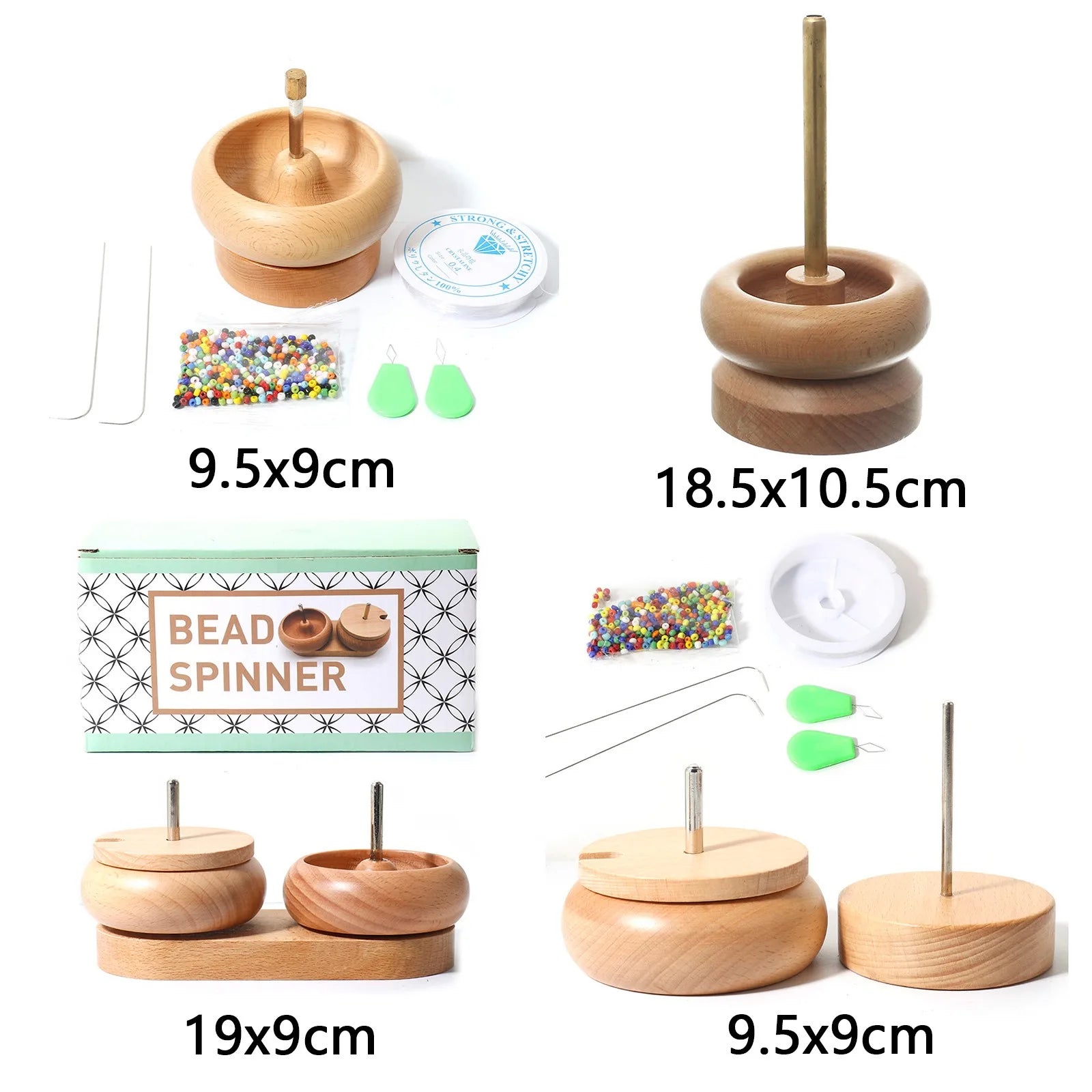1 Set Natural Wood Bead Spinner for Jewelry Making- DIY DIY Craft Supplies