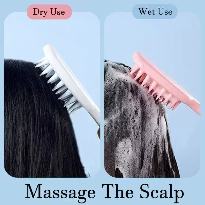 Extended Handle Soft Silicone Shampoo Scalp Massager Hair Washing Comb