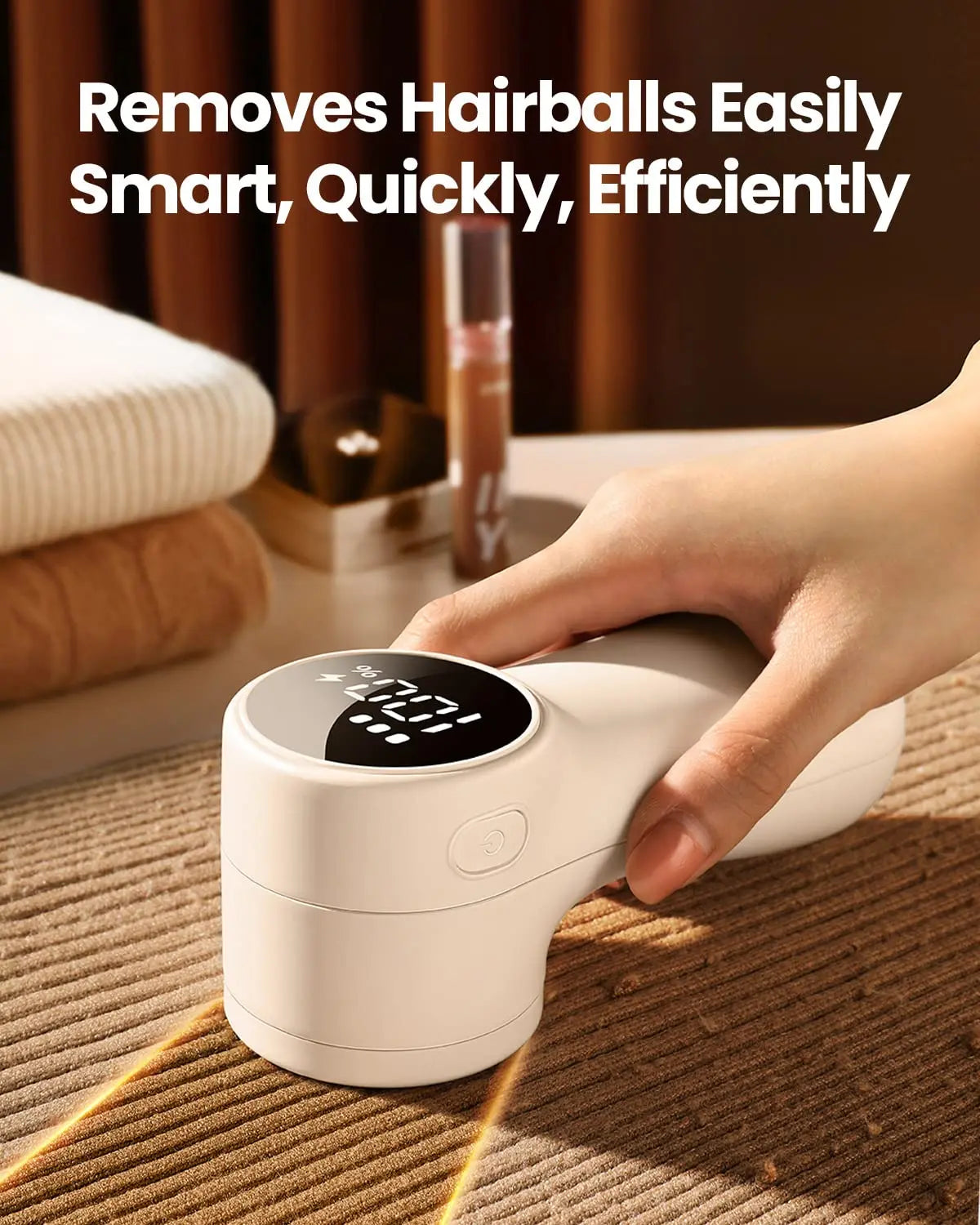 Rechargeable Lint Remover with Digital Display | Electric Sweater Defuzzer & Fabric Shaver