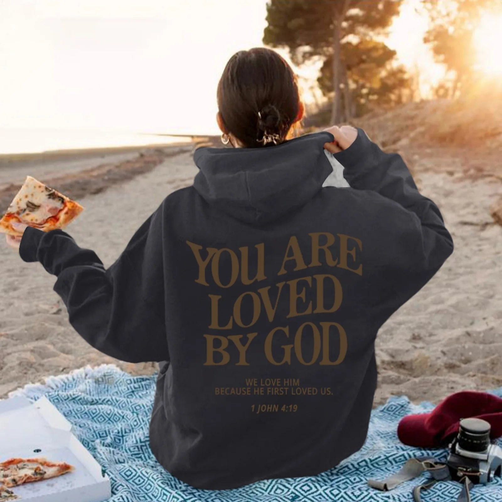 Faith Over Fear Oversized Women's Hoodie Sweatshirt: Trendy Graphic Hooded Sweatshirts for Autumn Casual Wear - Luxinsly