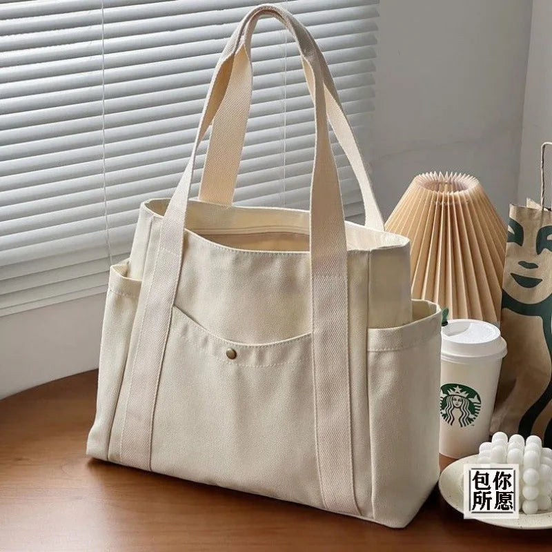 Large Capacity Canvas Tote Bag: College Style Shoulder Bag for Work | LAST DAY FOR SALE! - Luxinsly