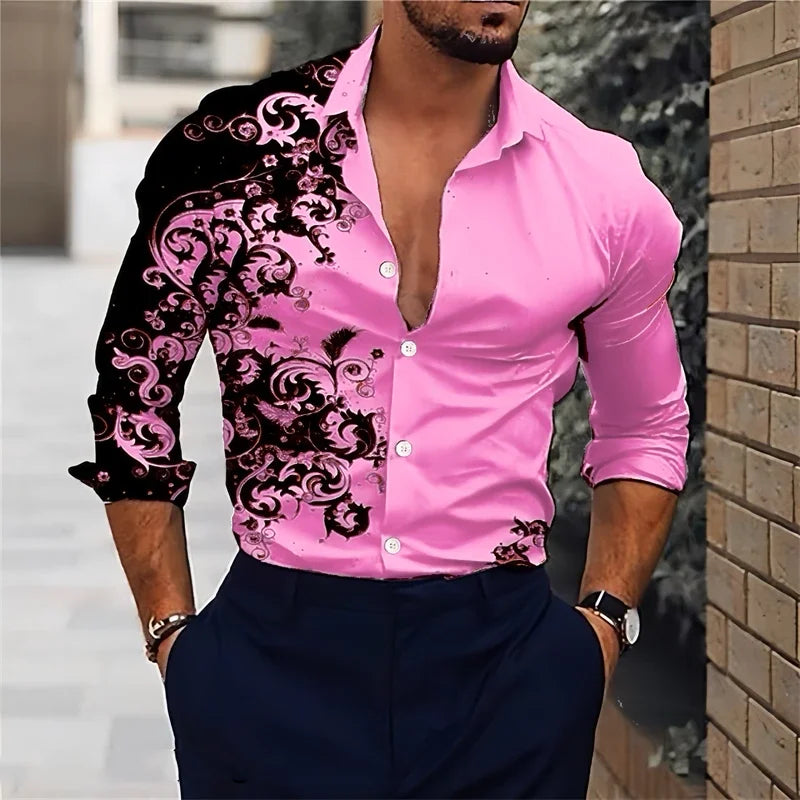 Men's Classic Long-Sleeve Hawaiian Shirt - Luxinsly