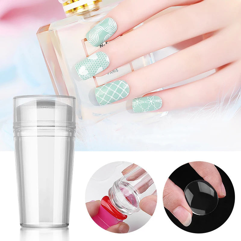 Jelly Silicone Transparent Nail Stamper Set with Scraper