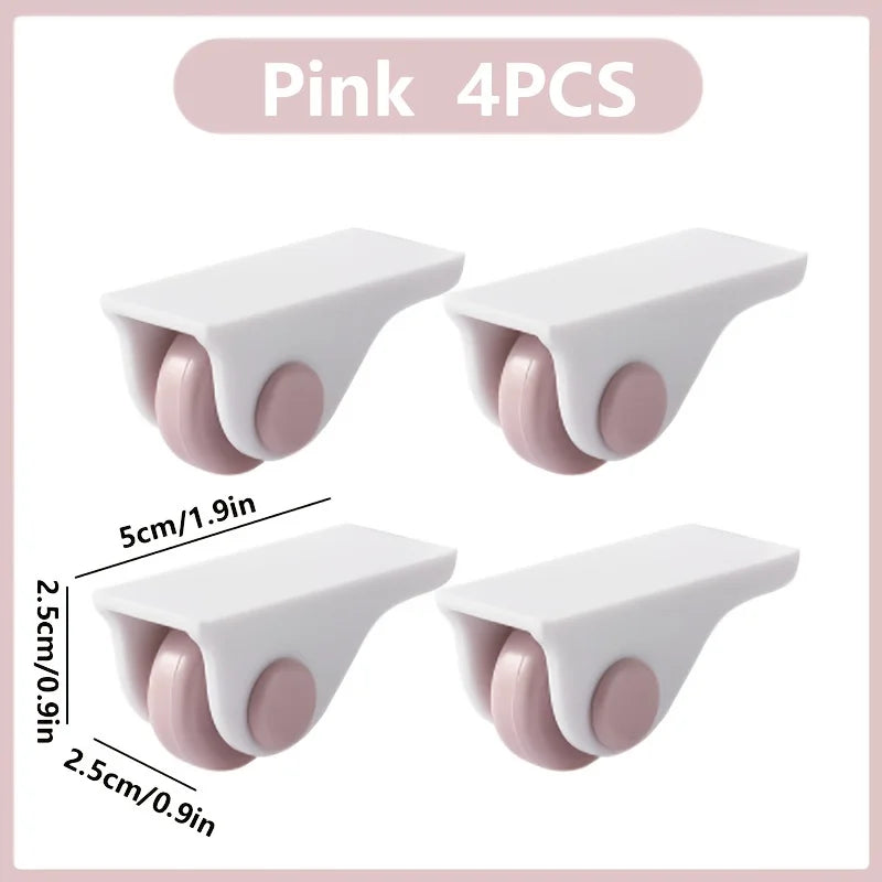 4pcs Adhesive Wheels for Effortless Furniture and Storage Mobility