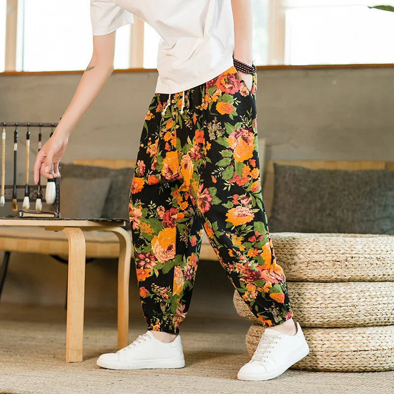 Men's Floral Print Harem Pants