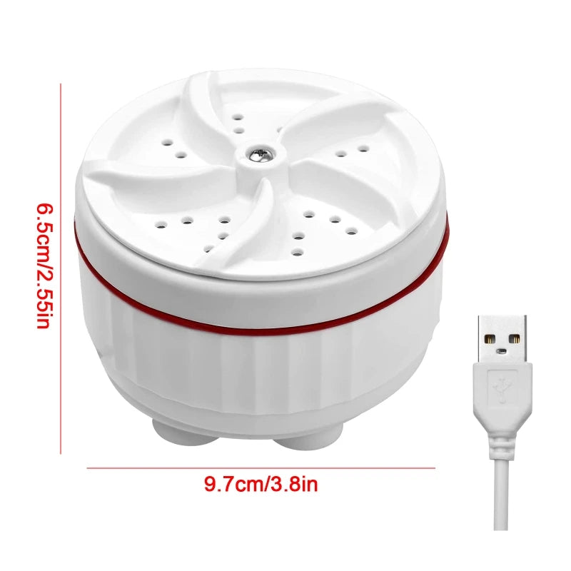 Mini Portable USB Charging Ultrasonic Turbo Washing Machine