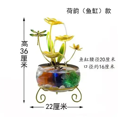 Decorative Fish Tank with Flowing Water Iron Art - Luxinsly