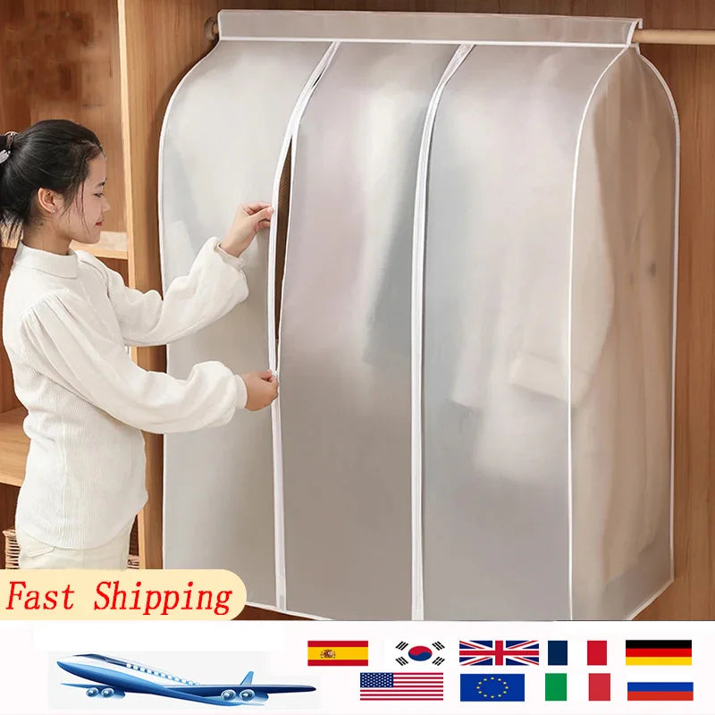 Transparent Waterproof Garment Dust Cover | Hanging Wardrobe Organizer for Clothes Protection