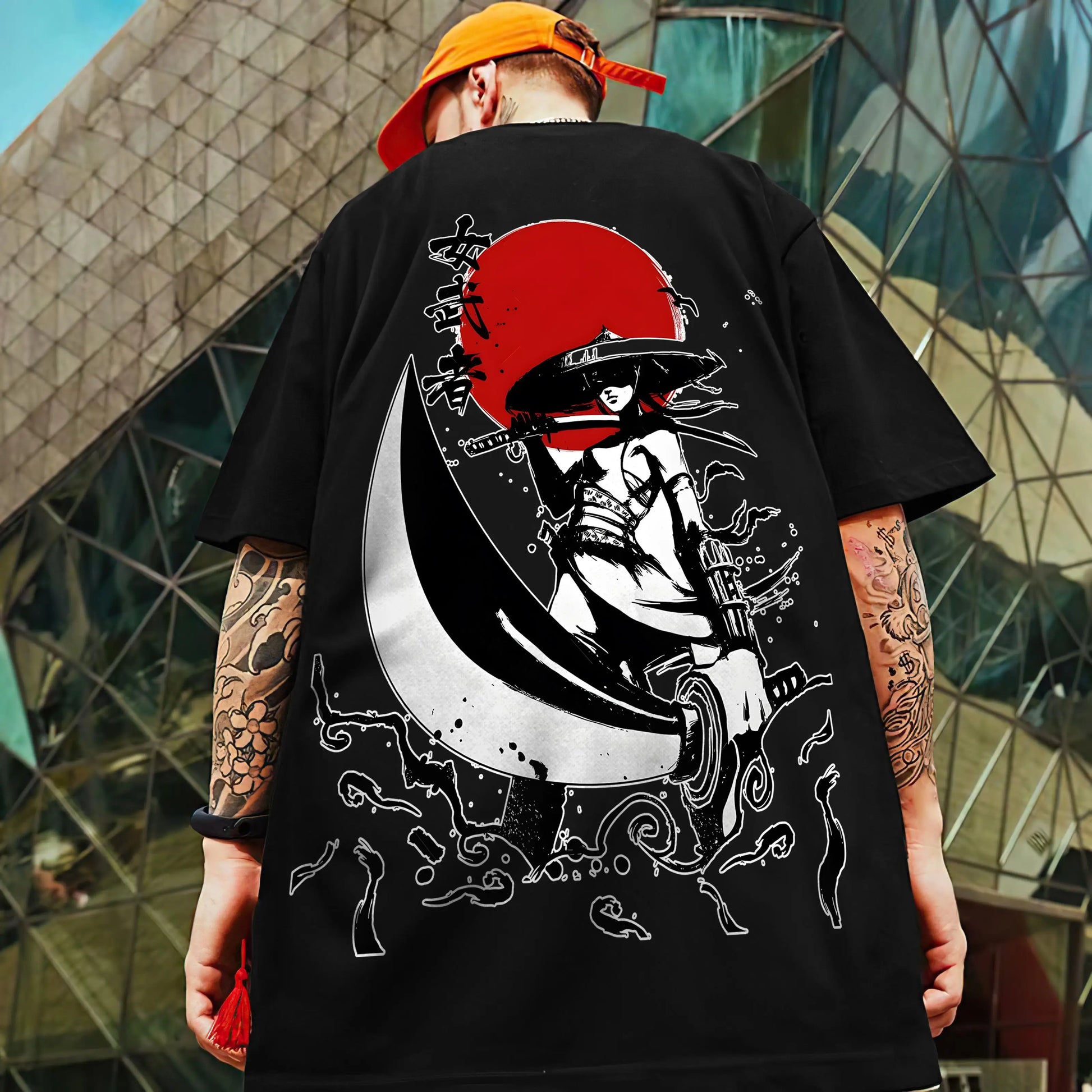 Men's Retro 3D Samurai Sword Print T-Shirt | Loose Fit Harajuku Style Short Sleeve Tee - Luxinsly