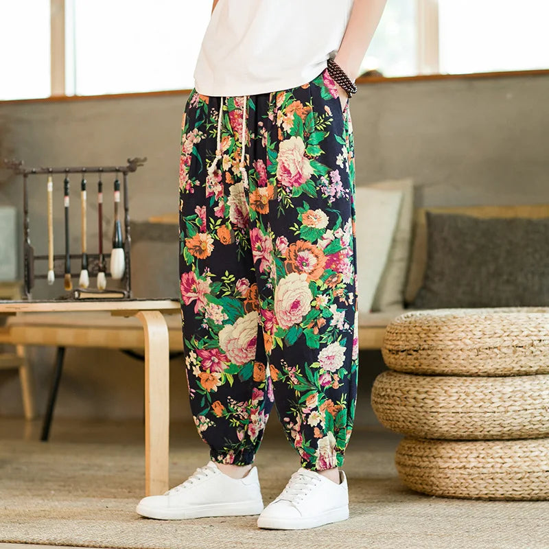 Men's Floral Print Harem Pants