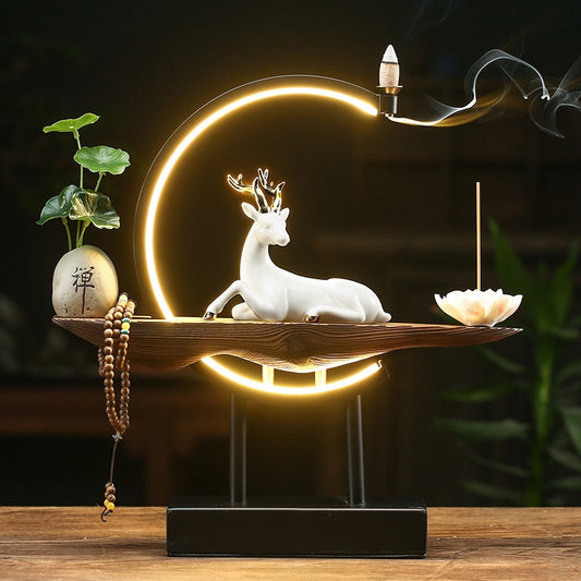 Lucky Deer LED Backflow Waterfall Incense Burner - Luxinsly