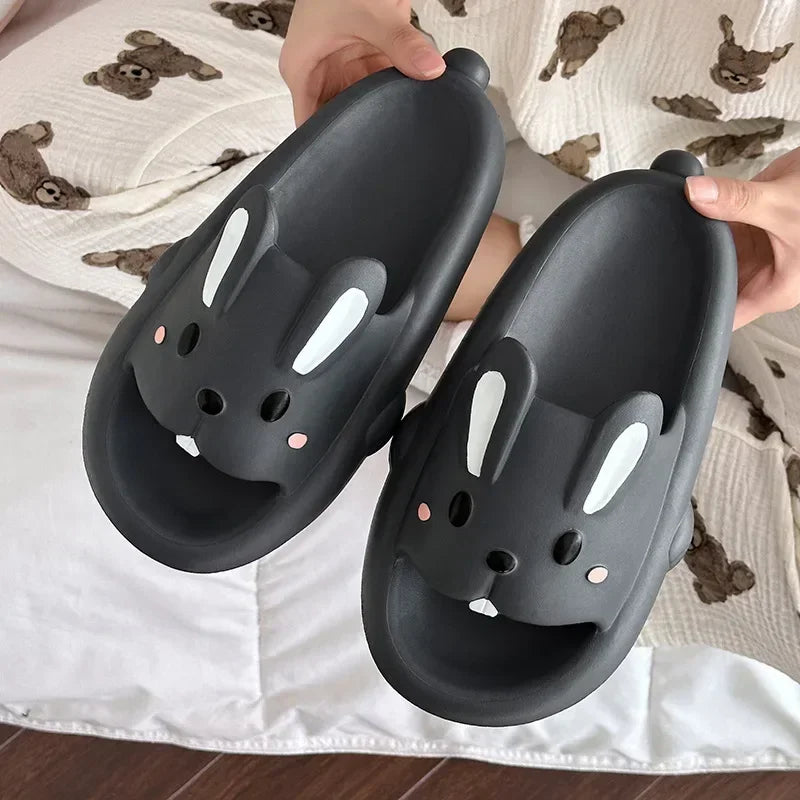 Summer Couple Slippers – Cute Rabbit Design Indoor EVA Thick-Soled Home Slides for Women