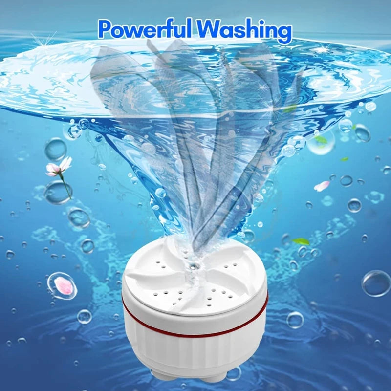 Mini Portable USB Charging Ultrasonic Turbo Washing Machine