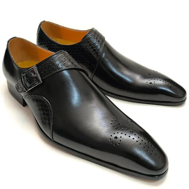 Elegant Men's Blue & Black Loafers | Breathable Handmade Leather Dress Shoes